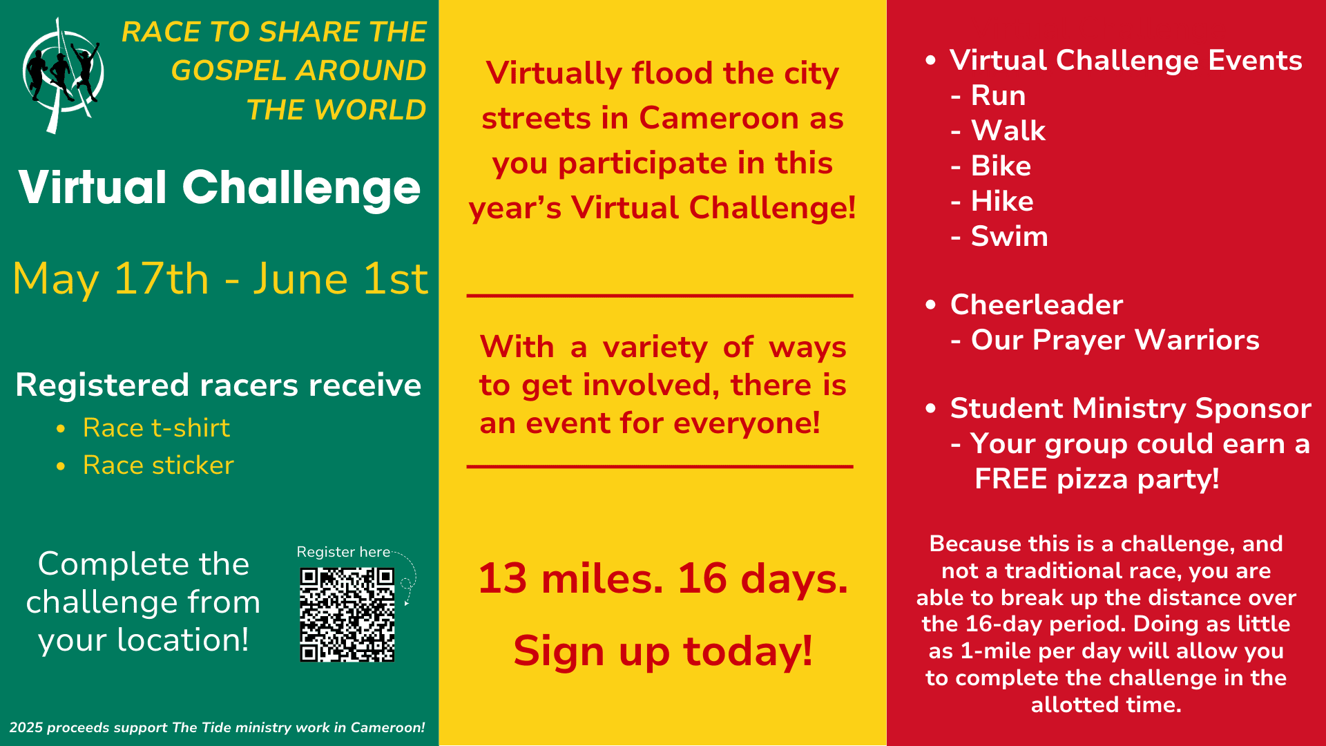 The Tide Annual Race to Share the Gospel Around the World Virtual Challenge
