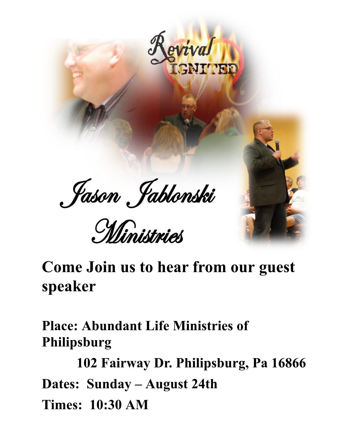 Guest speaker Evangelist Jason Jablonski