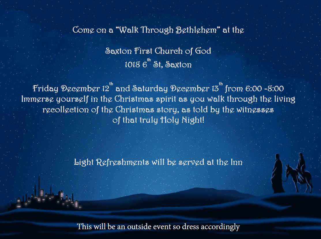 Walk Through Bethlehem Live Nativity