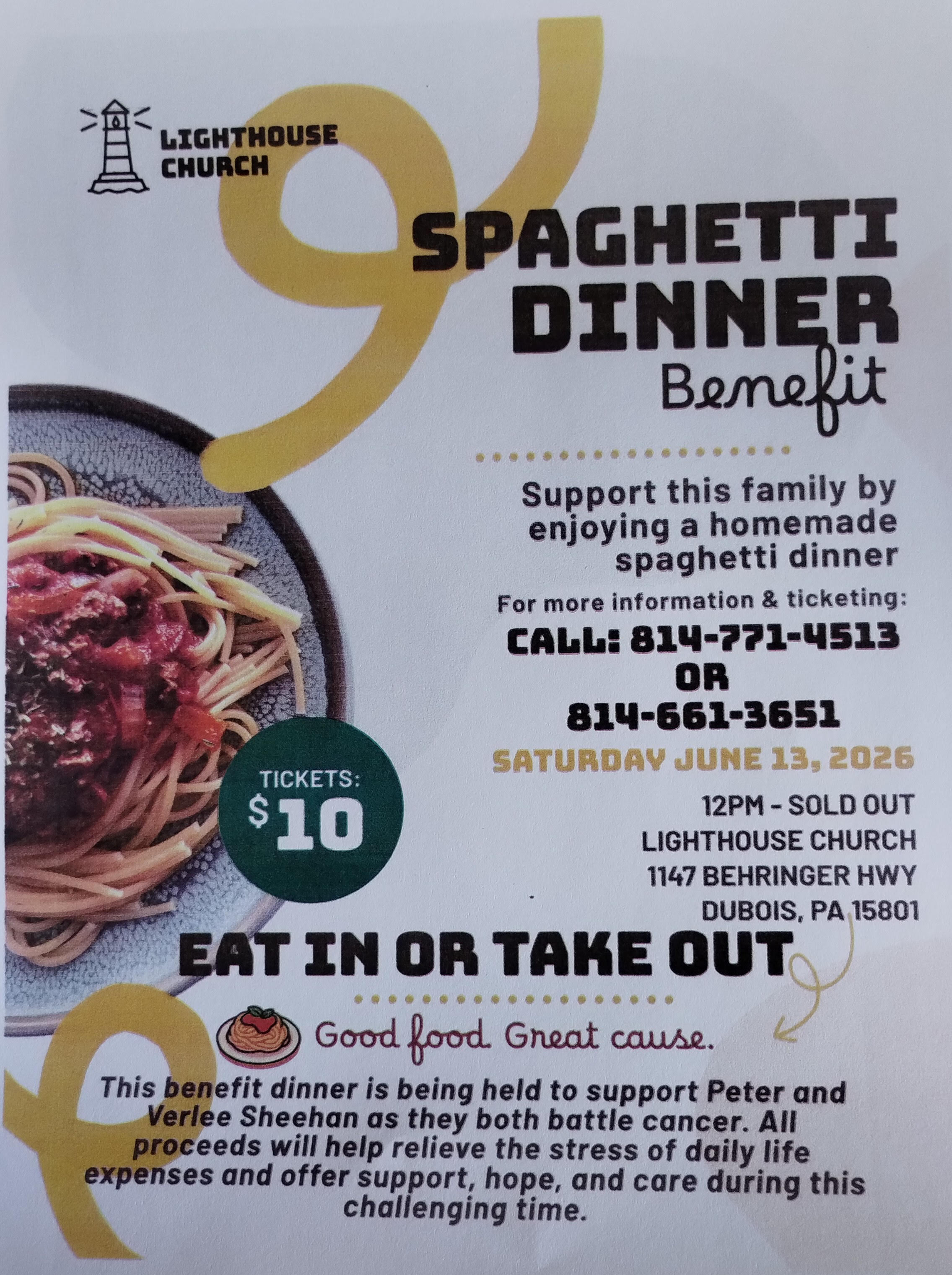 Spaghetti Dinner Benefit