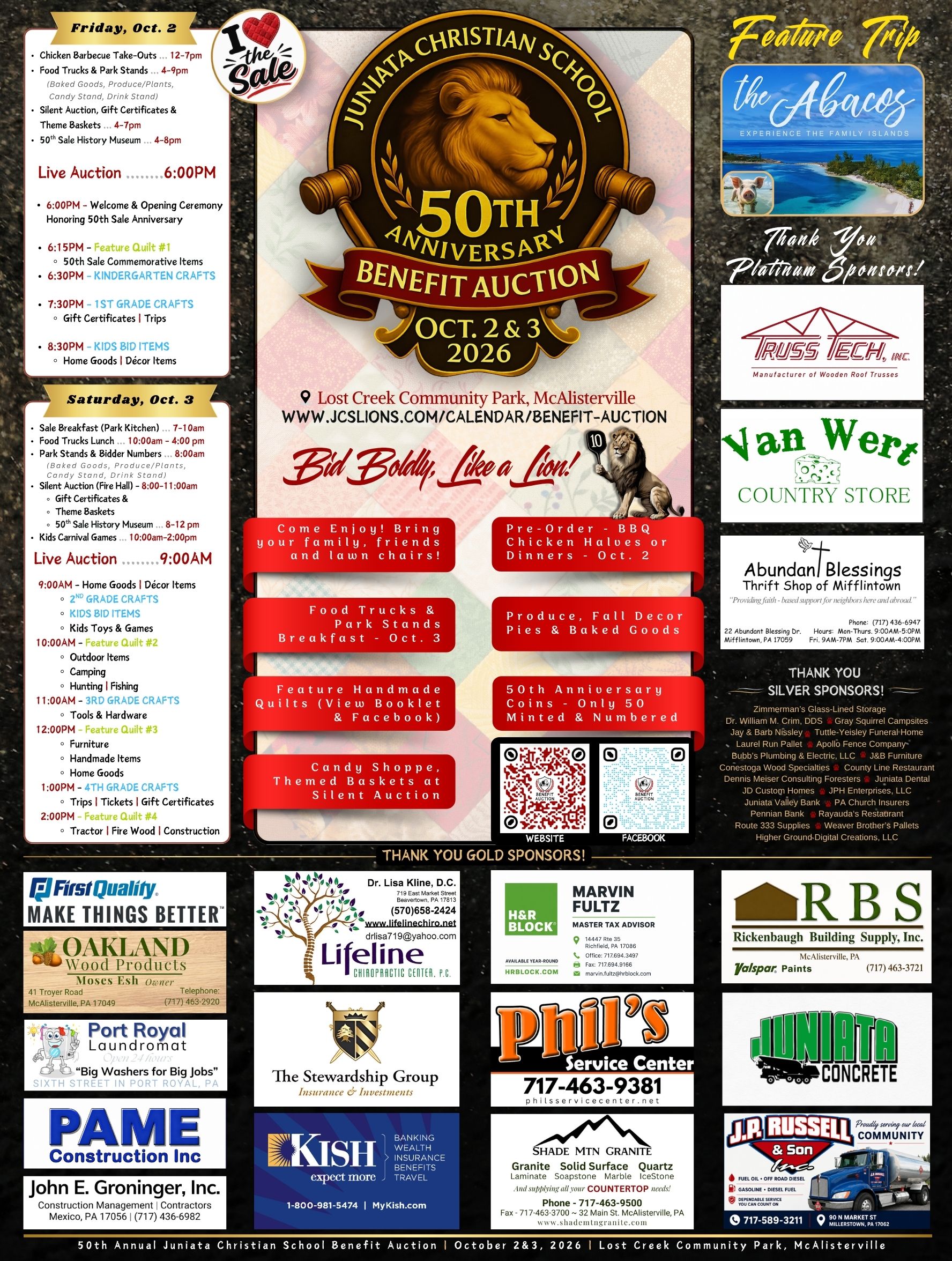 50th Annual Juniata Christian School Benefit Auction